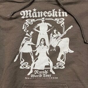 Gildan Hoodie Unisex Small Brown Maneskin Rush World Tour 2023 Concert Graphic